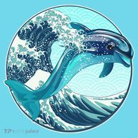 The Great Wave Dolphin Kids Long Sleeve Shirt thumb 2