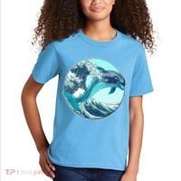 The Great Wave Dolphin Kids T-Shirt thumb 2