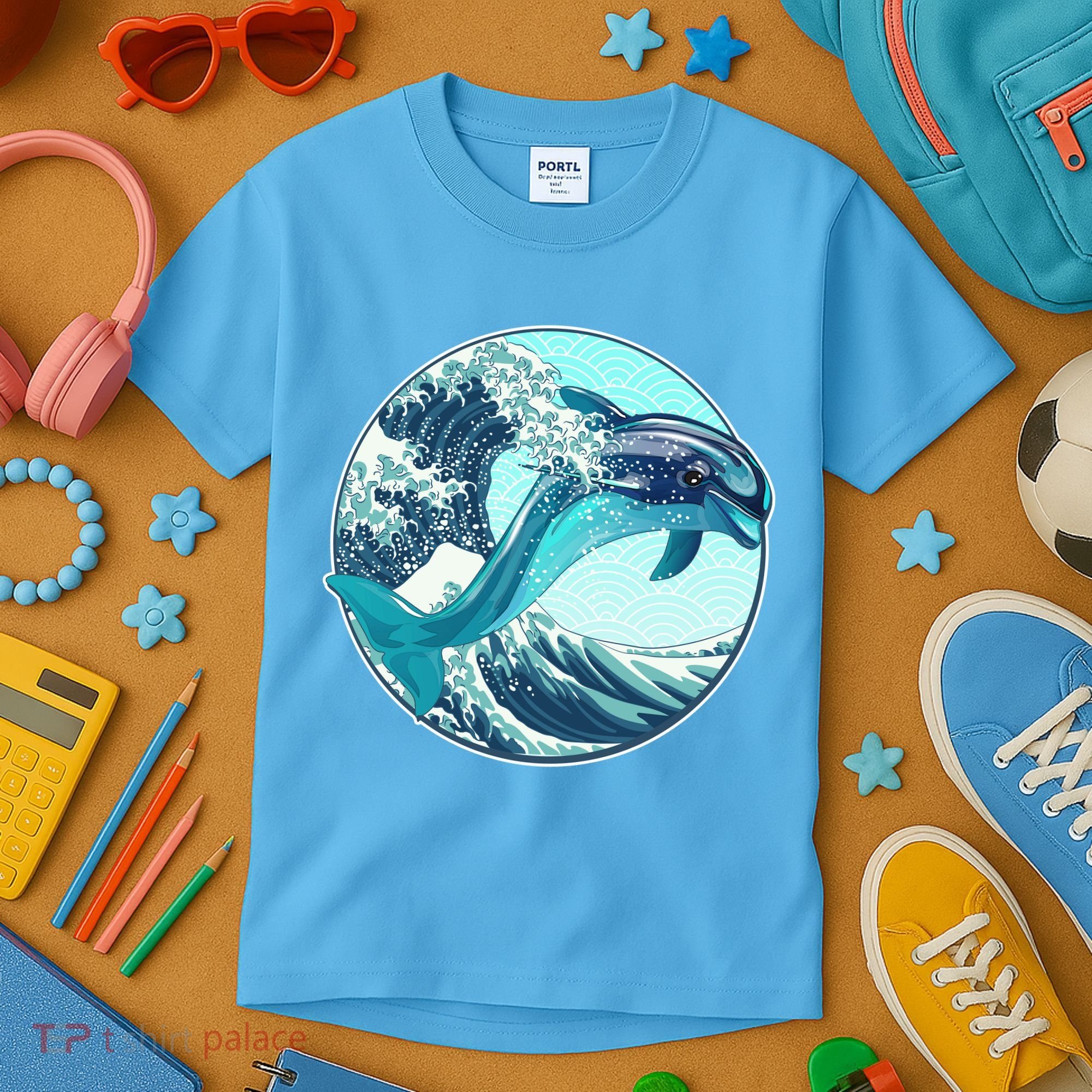 The Great Wave Dolphin Kids T-Shirt