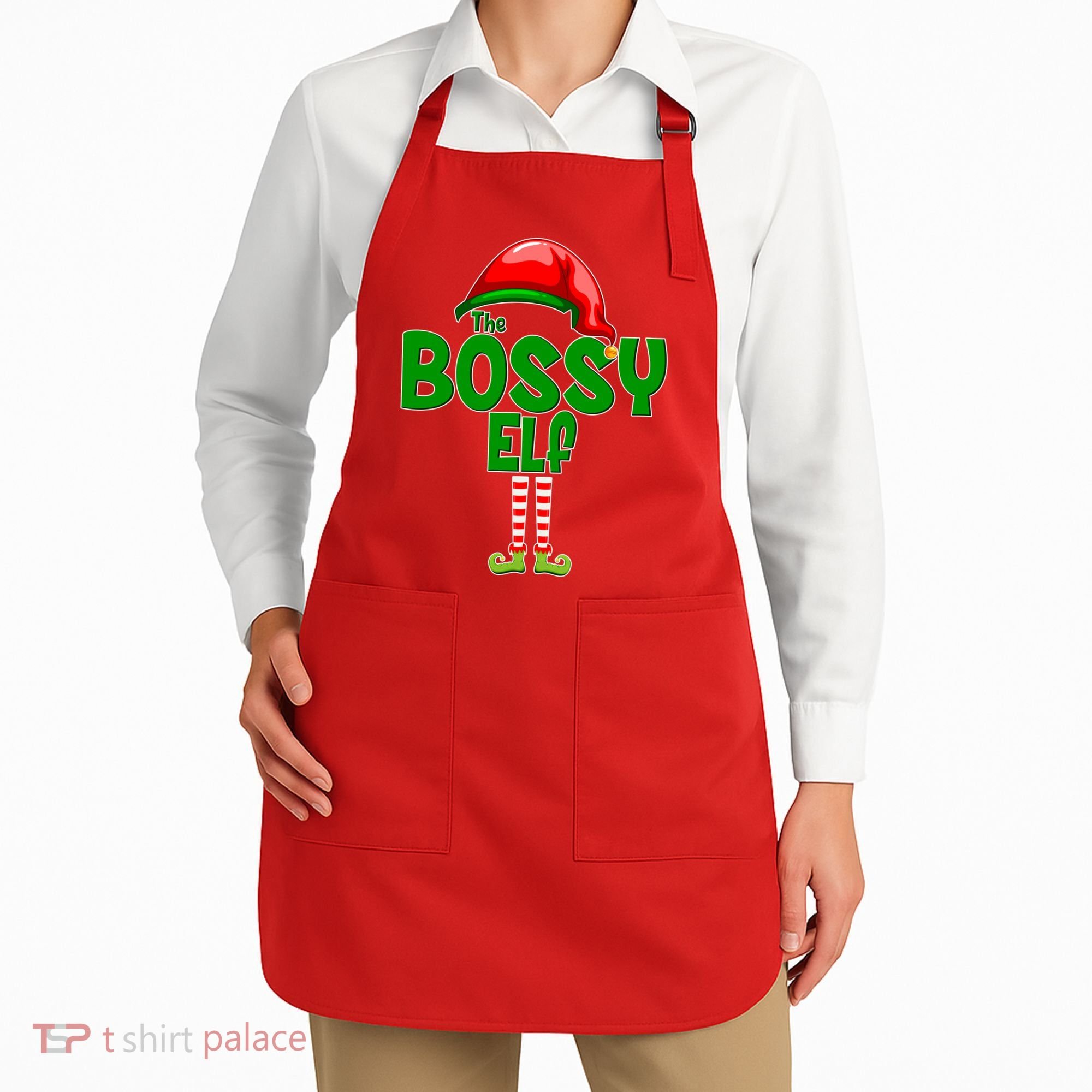 The Grumpy Elf Matching Christmas Apron