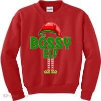 The Grumpy Elf Matching Christmas Kids Sweatshirt thumb 0
