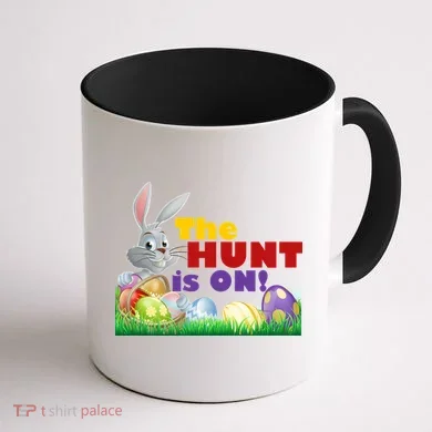 The Hunt is On! Easter Rabbit Egg Hunt Coffee Mug back