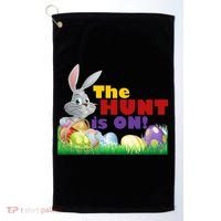 The Hunt is On! Easter Rabbit Egg Hunt Golf Towel thumb 0