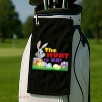 The Hunt is On! Easter Rabbit Egg Hunt Golf Towel thumb 2