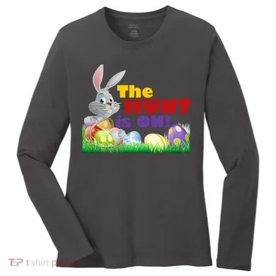 The Hunt is On! Easter Rabbit Egg Hunt Women's Long Sleeve Shirt