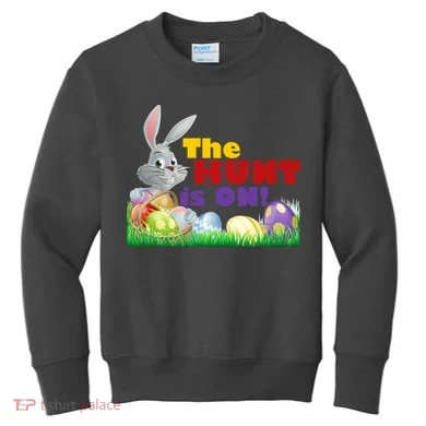 The Hunt is On! Easter Rabbit Egg Hunt Kids Sweatshirt