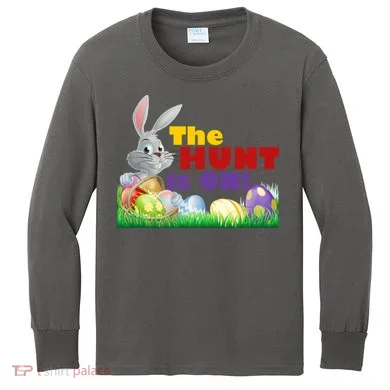 The Hunt is On! Easter Rabbit Egg Hunt Kids Long Sleeve Shirt