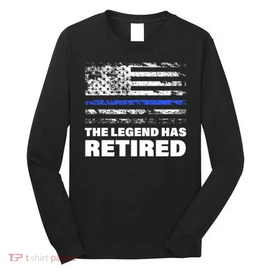 The Legend Has Retired Blue Thin Line Long Sleeve Shirt