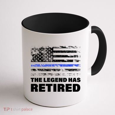 The Legend Has Retired Blue Thin Line Coffee Mug back