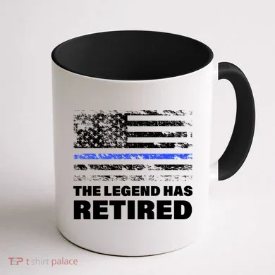 The Legend Has Retired Blue Thin Line Coffee Mug back