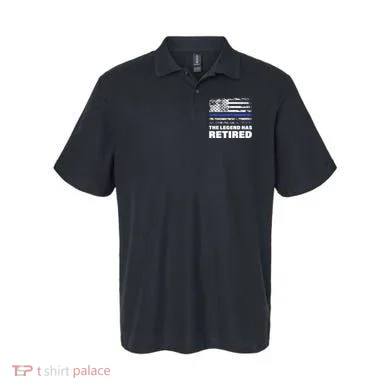 The Legend Has Retired Blue Thin Line Polo
