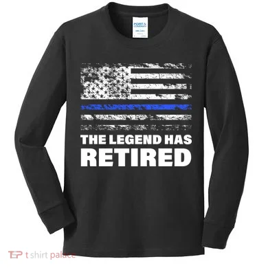 The Legend Has Retired Blue Thin Line Kids Long Sleeve Shirt