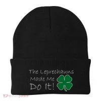 The Leprechauns Made Me Do It Funny Irish Beanie thumb 0