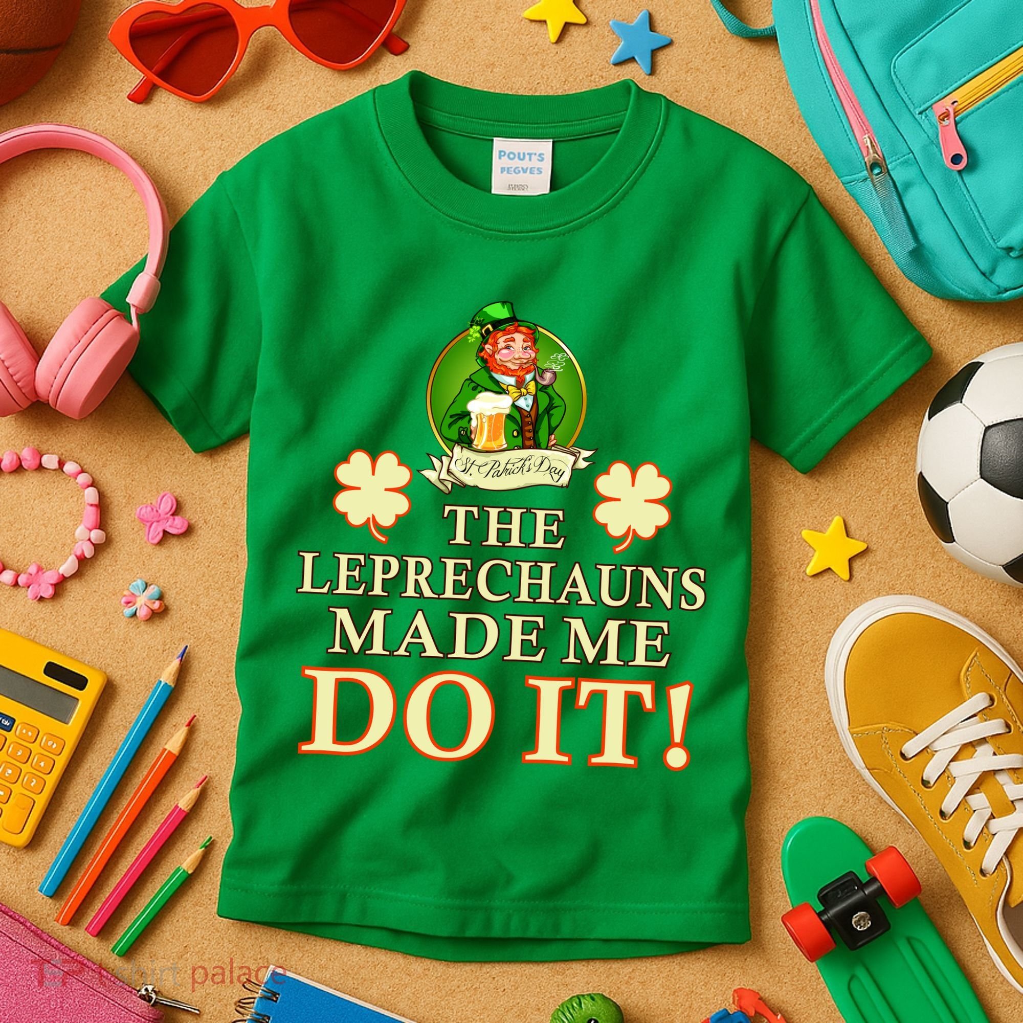 The Leprechauns Made Me Do It Funny Irish St Patrick's Day Kids T-Shirt