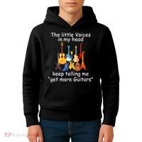 The Little Voices In My Head Say Get More Guitars Kids Hoodie thumb 4