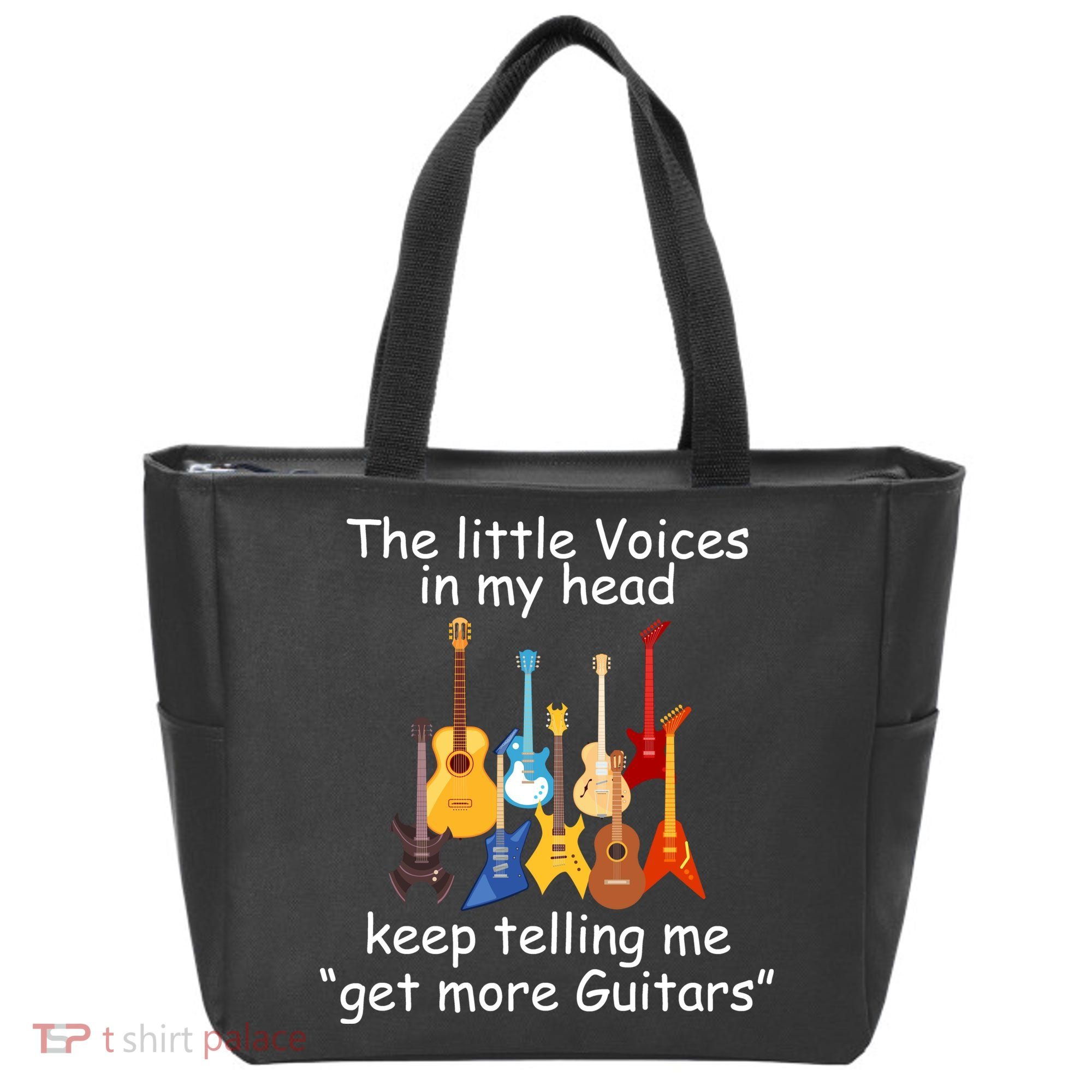 The Little Voices In My Head Say Get More Guitars Tote Bag
