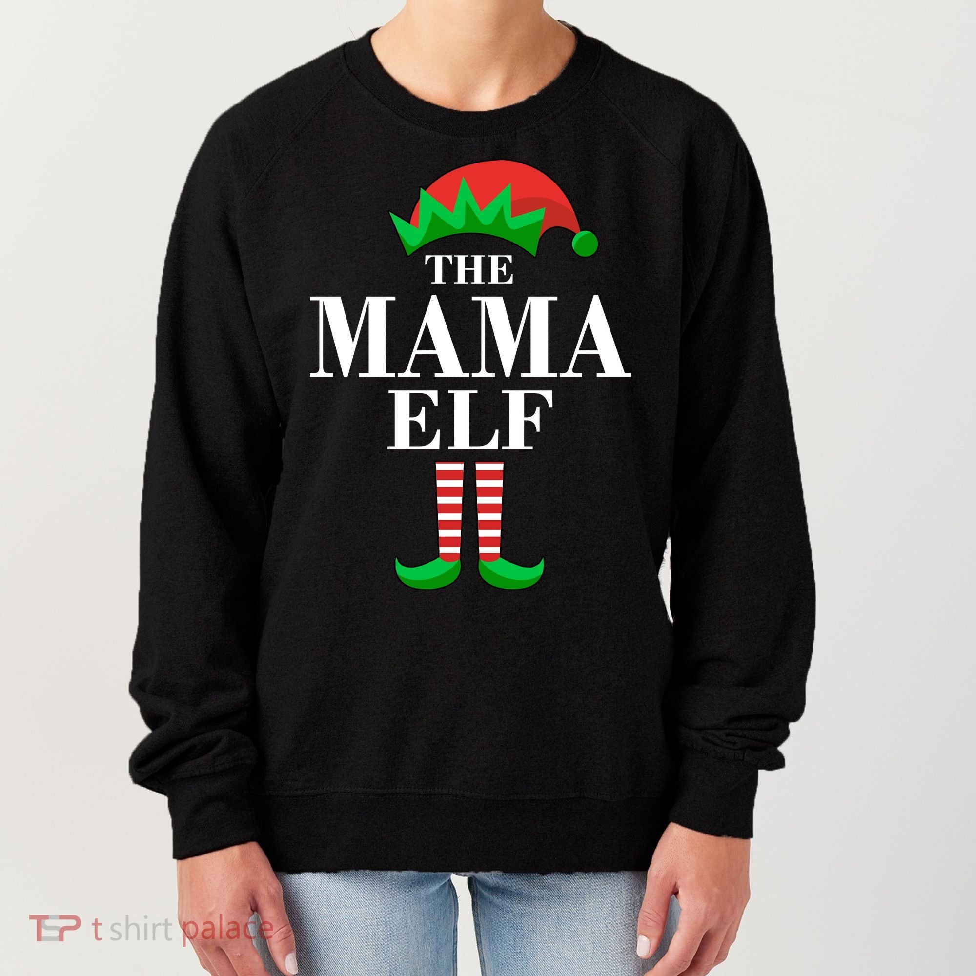 The Mama Elf Family Matching Christmas Women's Sweatshirt