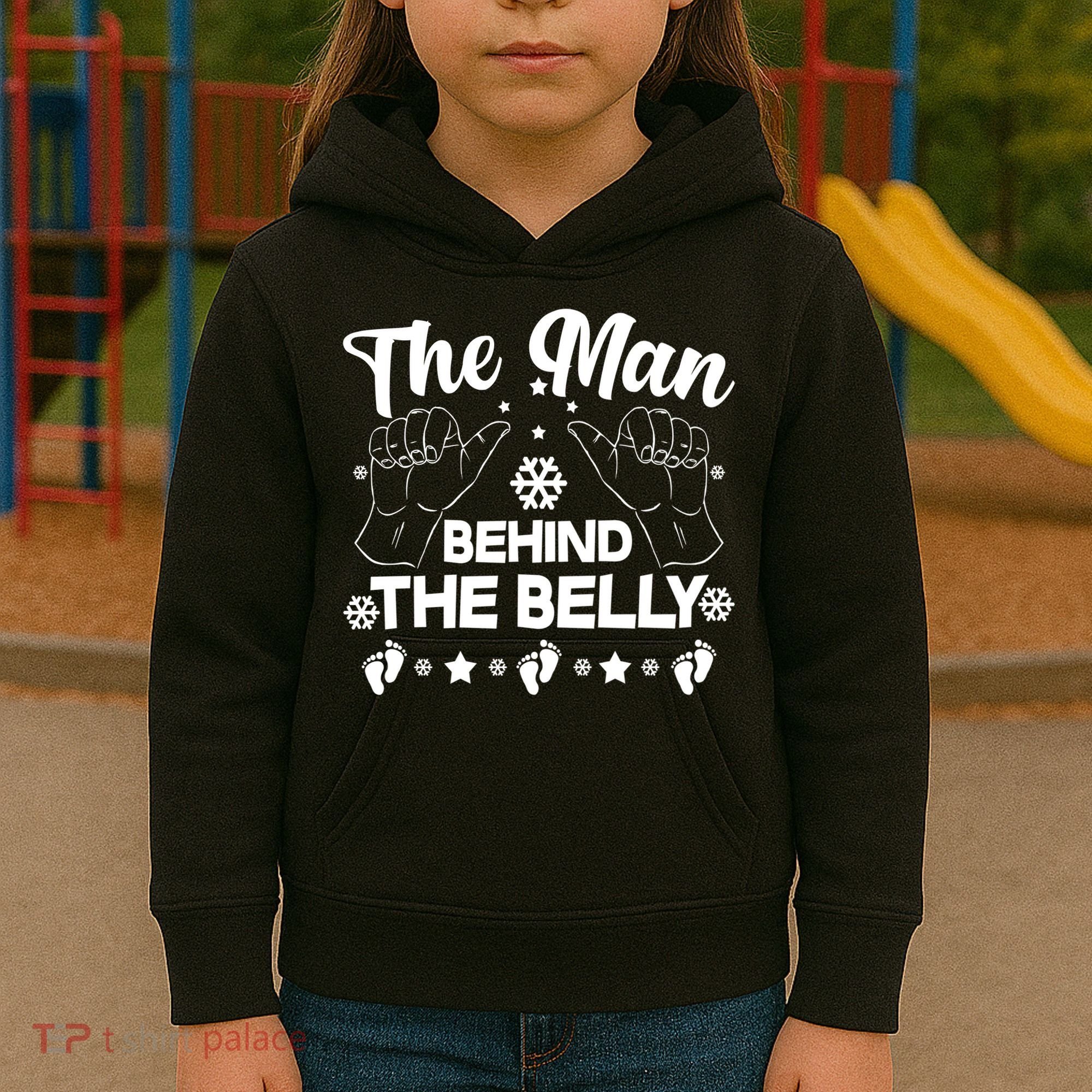 The Man Behind The Belly New Dad Kids Hoodie
