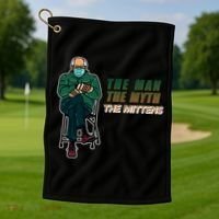 The Man Myth The Mittens Bernie Sanders Golf Towel thumb 1