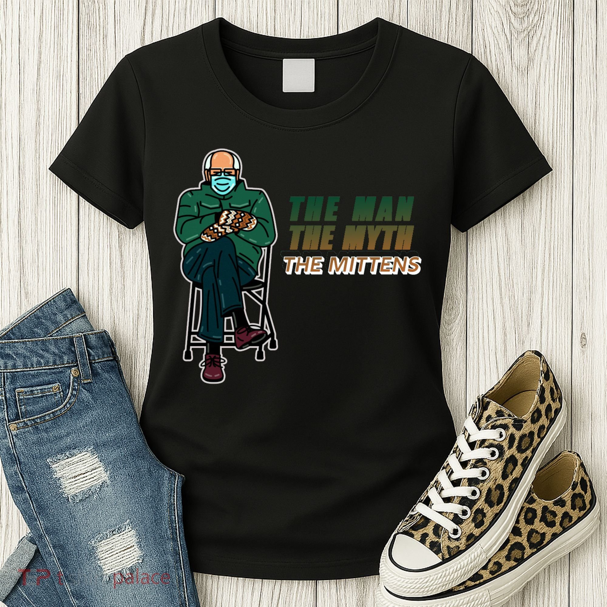 The Man Myth The Mittens Bernie Sanders Women's T-Shirt