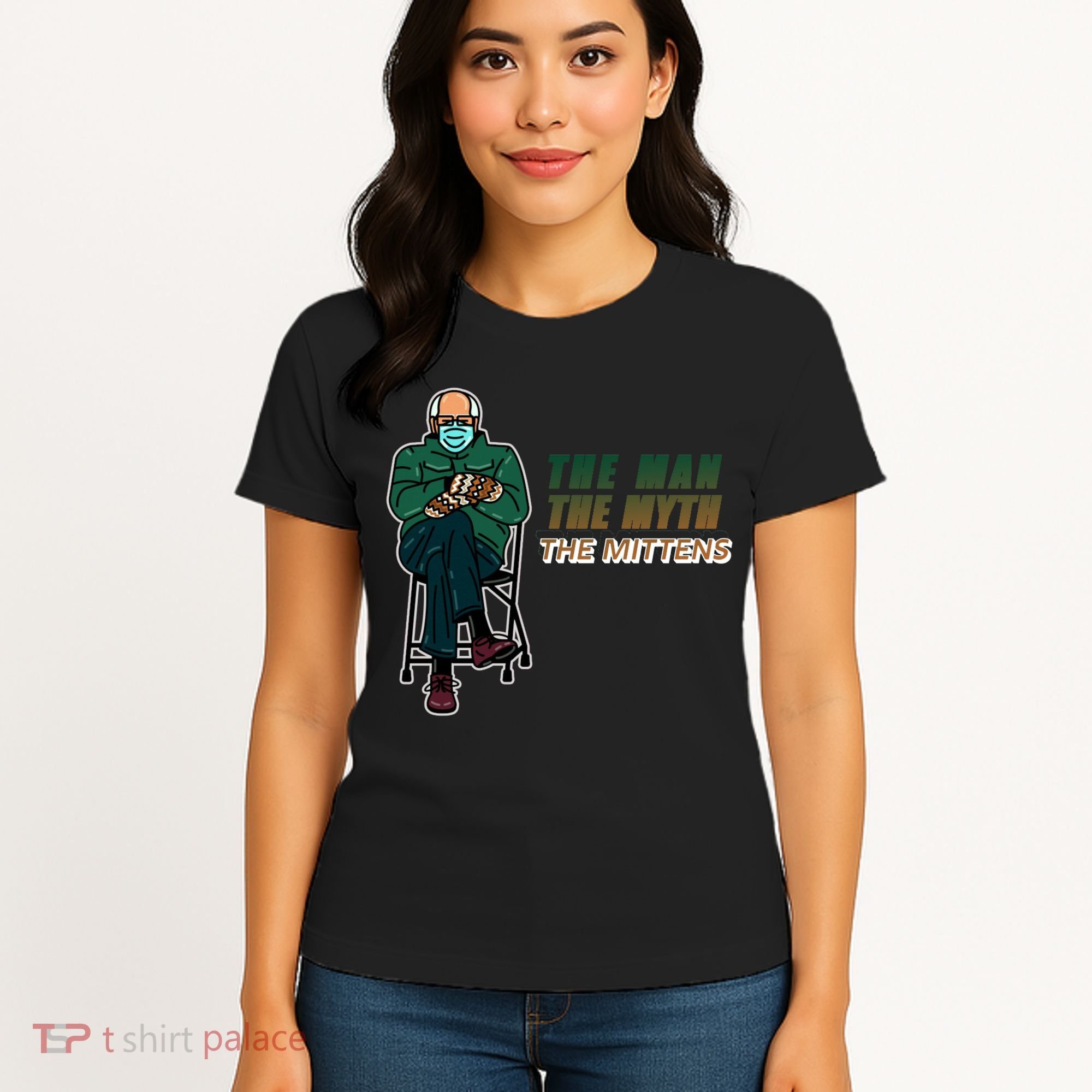 The Man Myth The Mittens Bernie Sanders Women's T-Shirt
