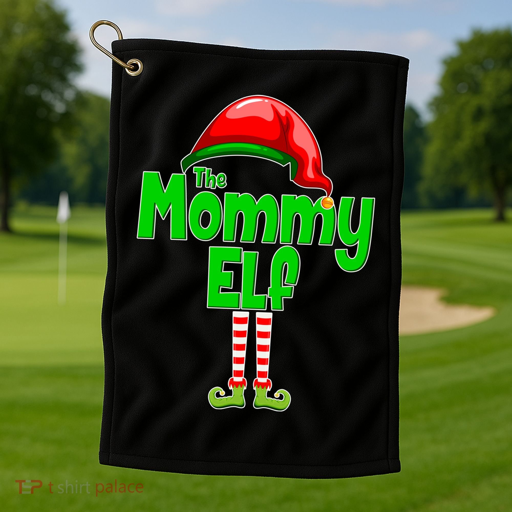 The Mommy Elf Christmas Golf Towel