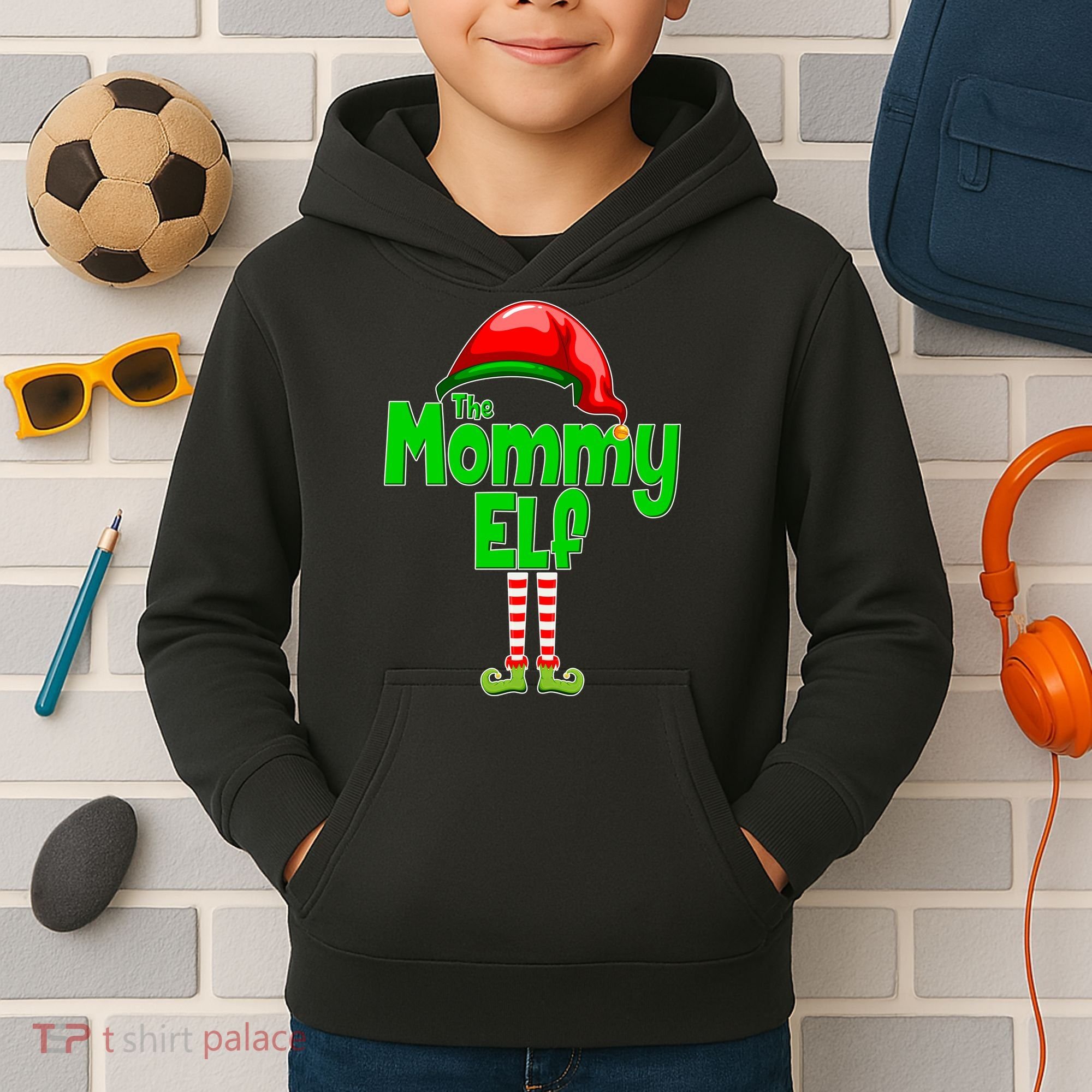 The Mommy Elf Christmas Kids Hoodie