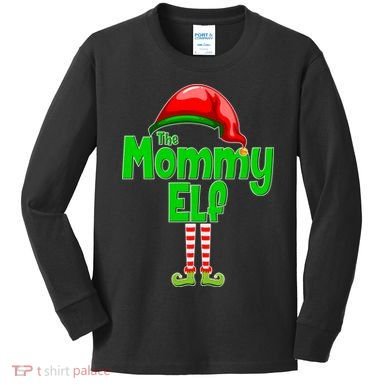 The Mommy Elf Christmas Kids Long Sleeve Shirt