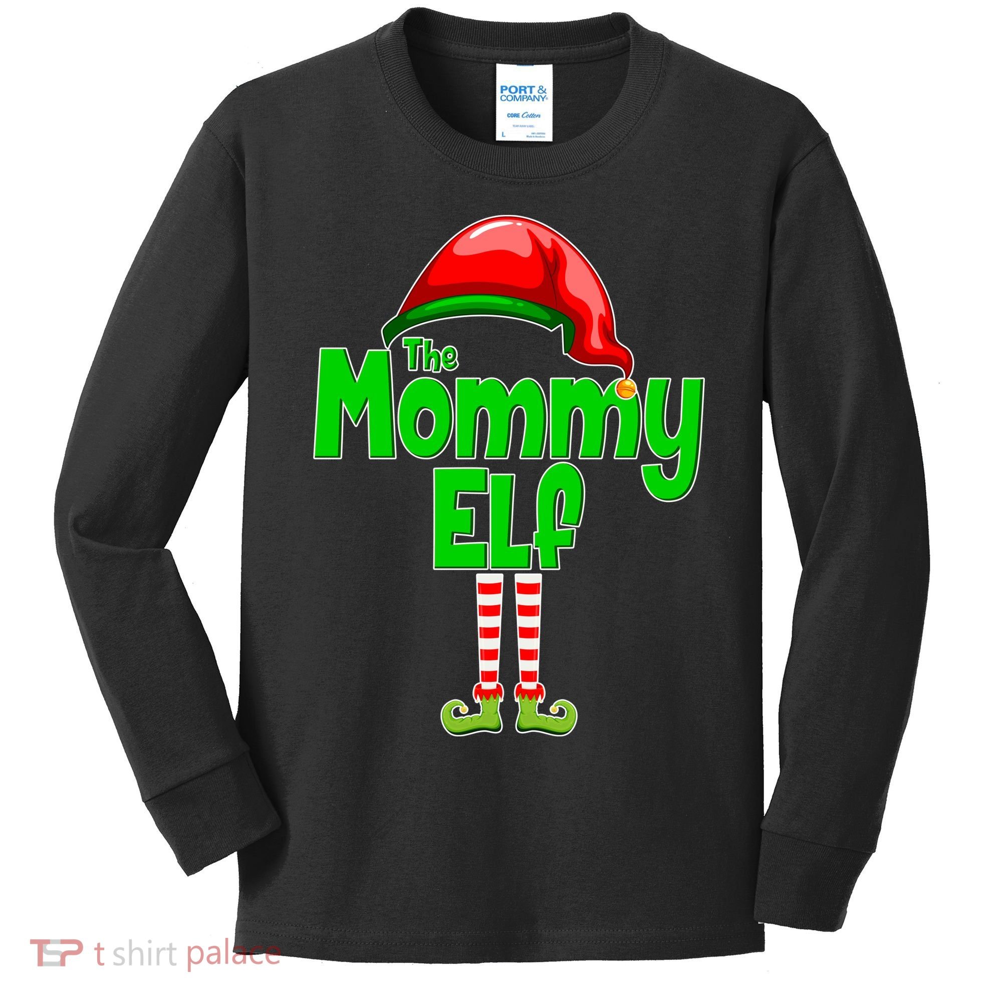 The Mommy Elf Christmas Kids Long Sleeve Shirt
