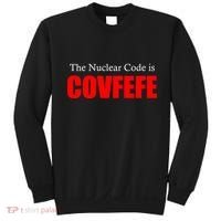The Nuclear Code is Covfefe Funny Tweet Sweatshirt thumb 0