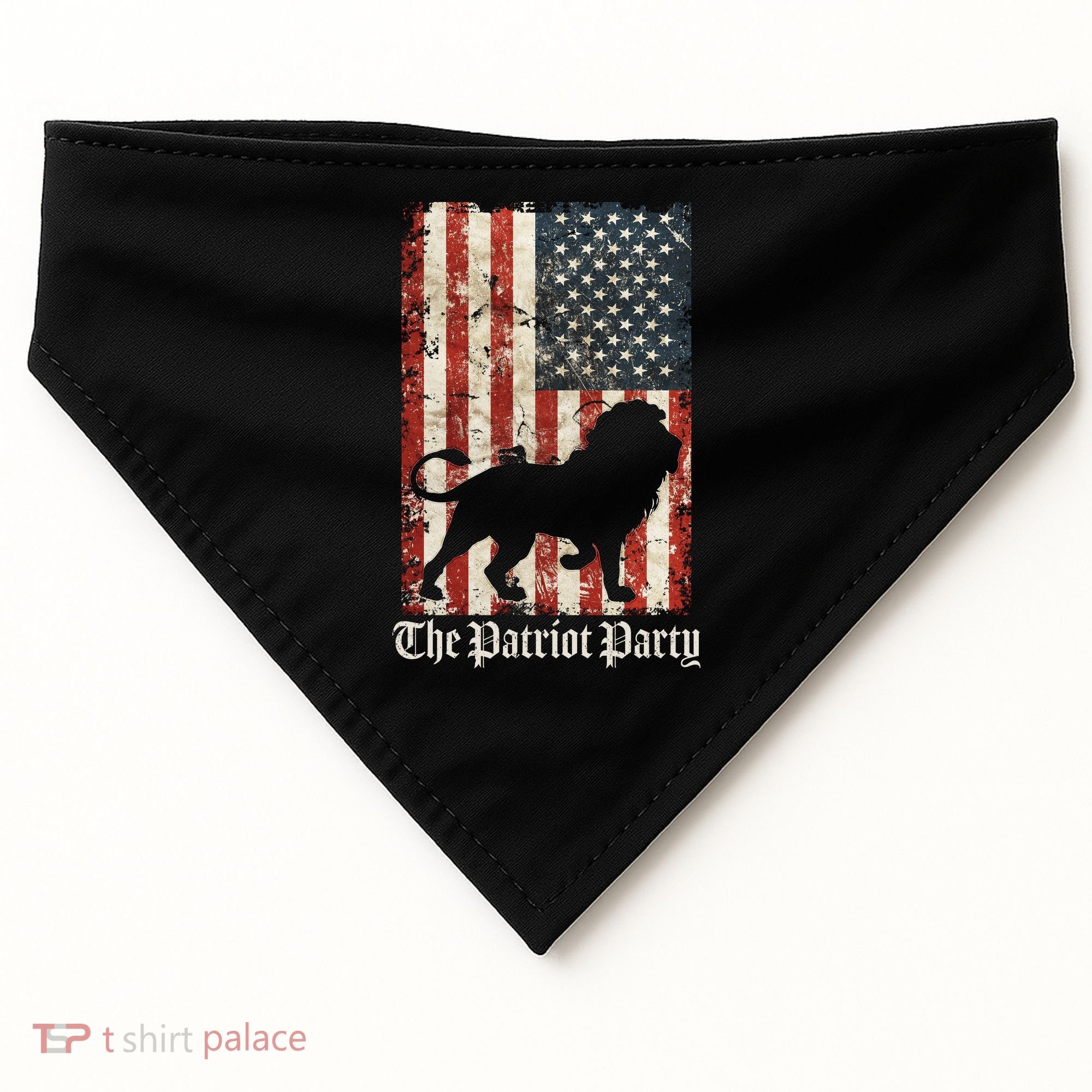 The Patriot Party Lion Distressed Flag USA-Made Doggie Bandana