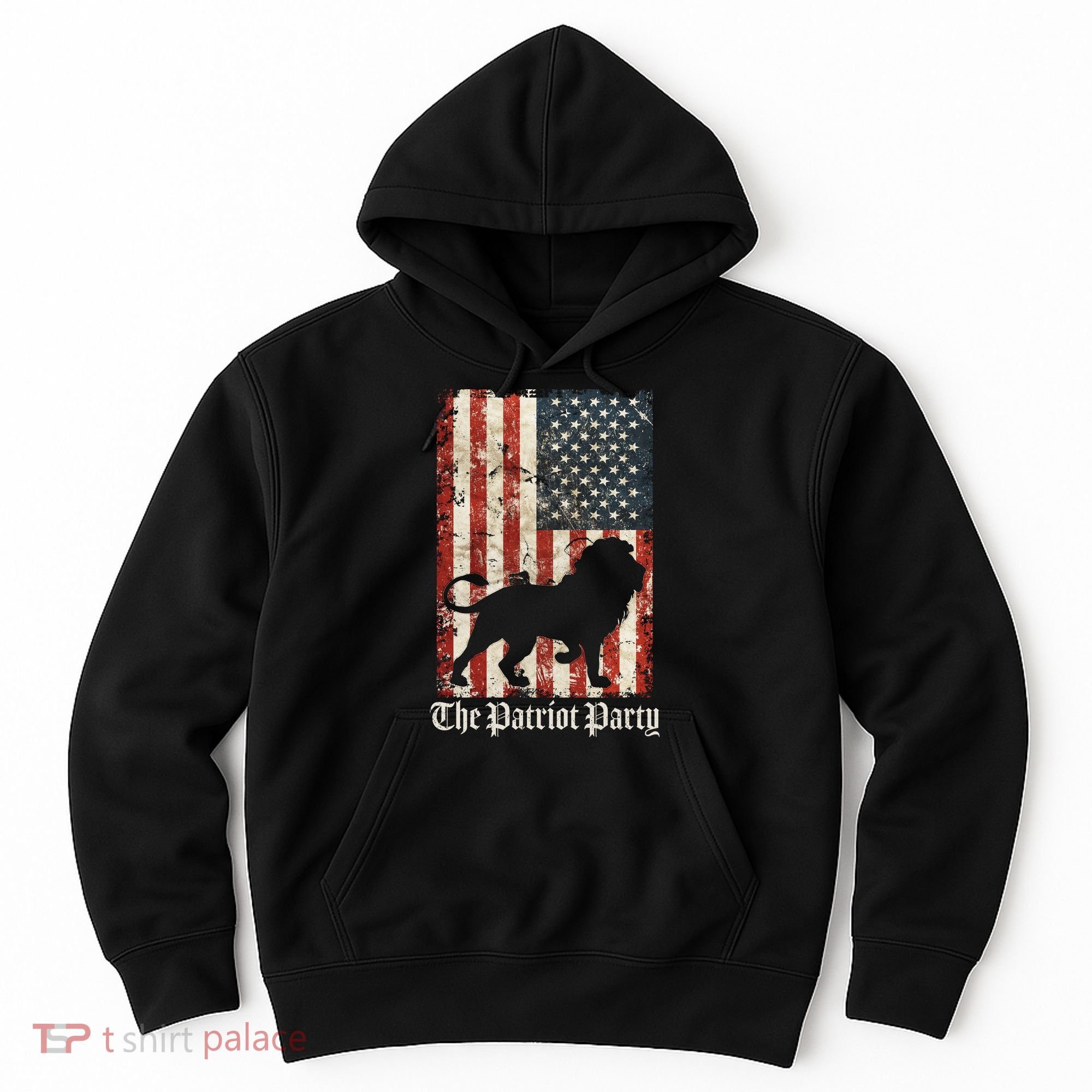 The Patriot Party Lion Distressed Flag Hoodie