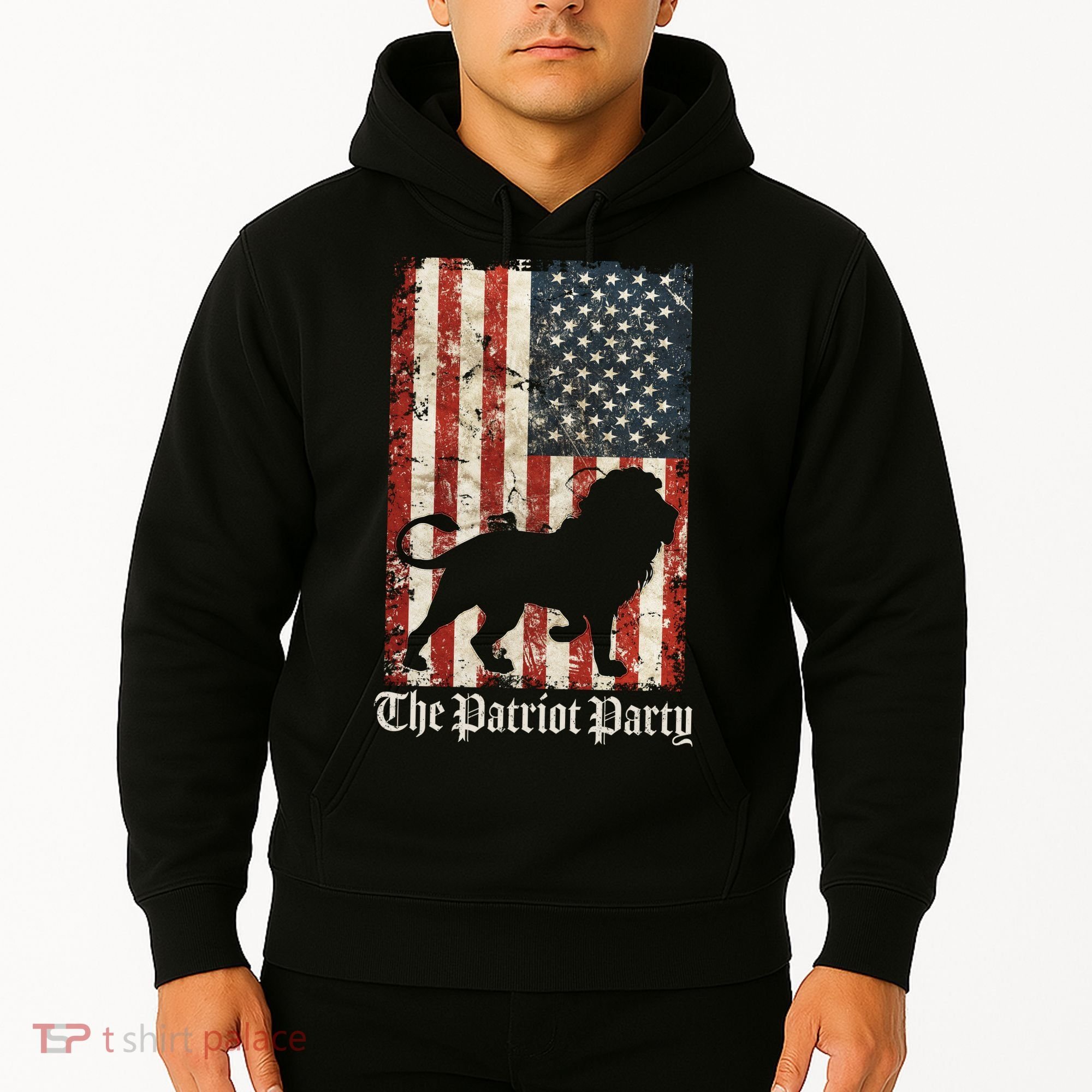 The Patriot Party Lion Distressed Flag Hoodie