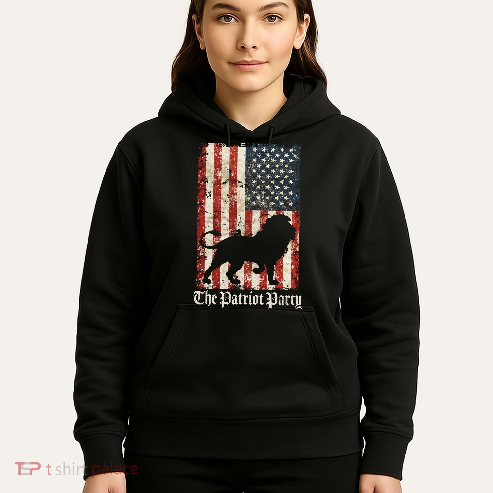 The Patriot Party Lion Distressed Flag Hoodie