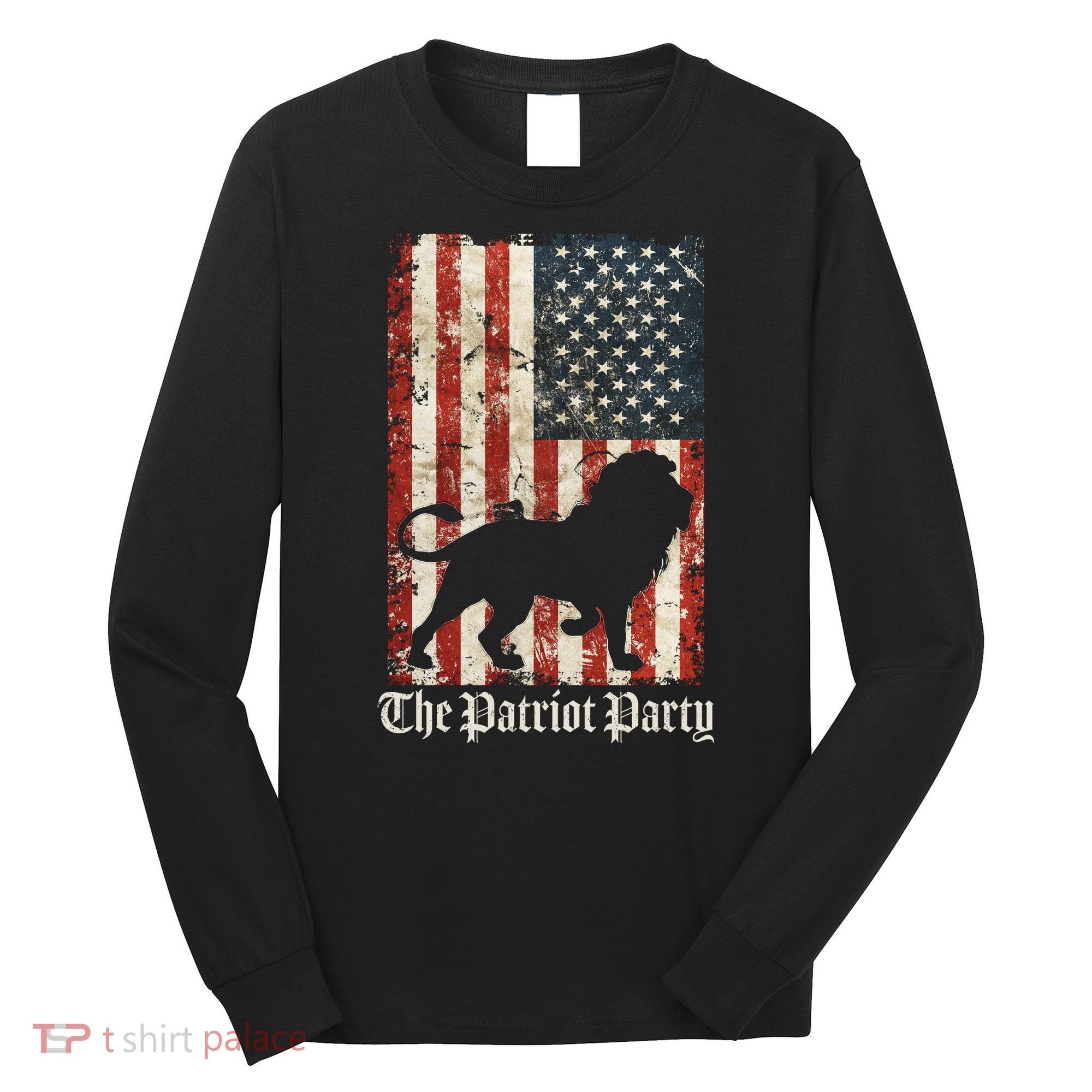 The Patriot Party Lion Distressed Flag Long Sleeve Shirt