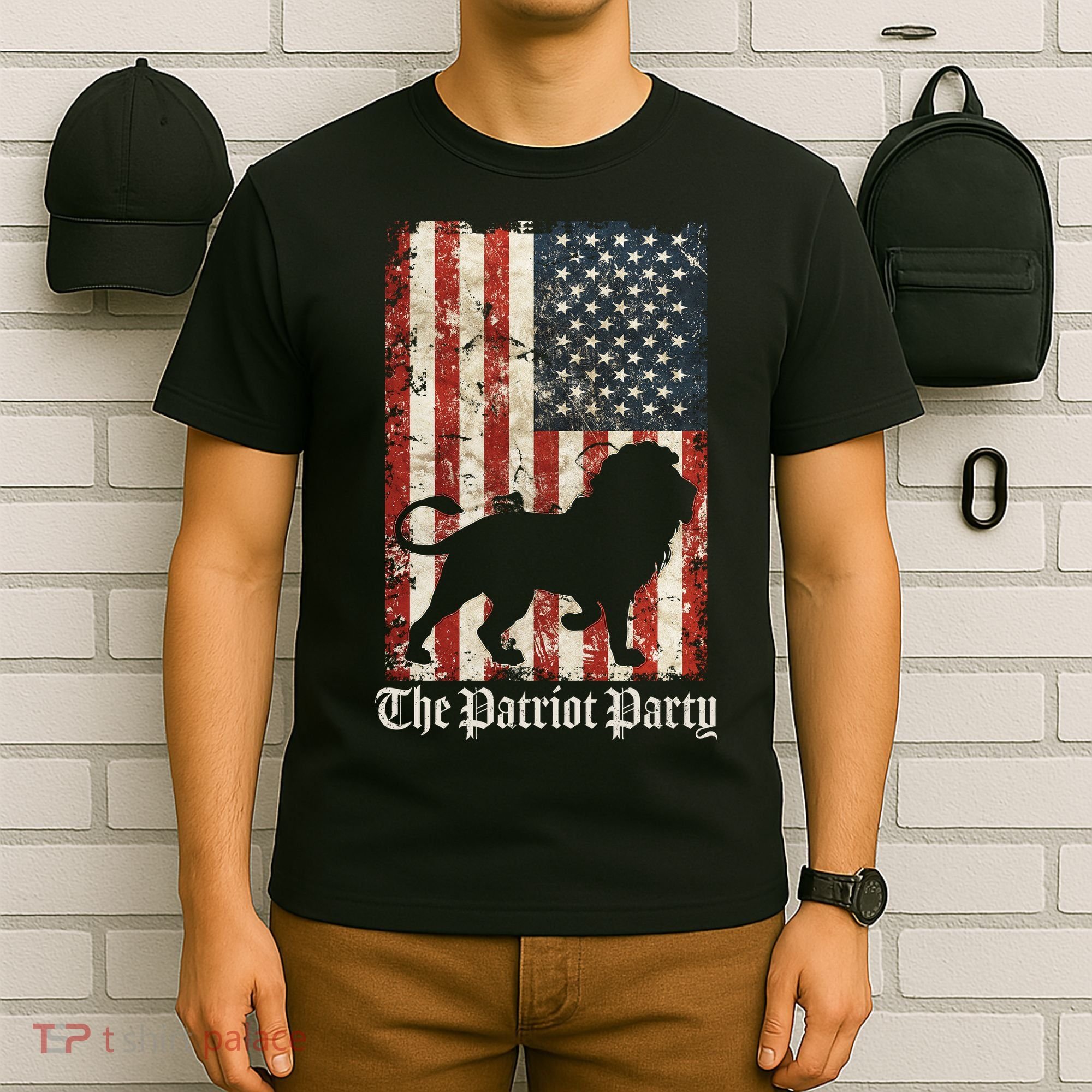 The Patriot Party Lion Distressed Flag T-Shirt