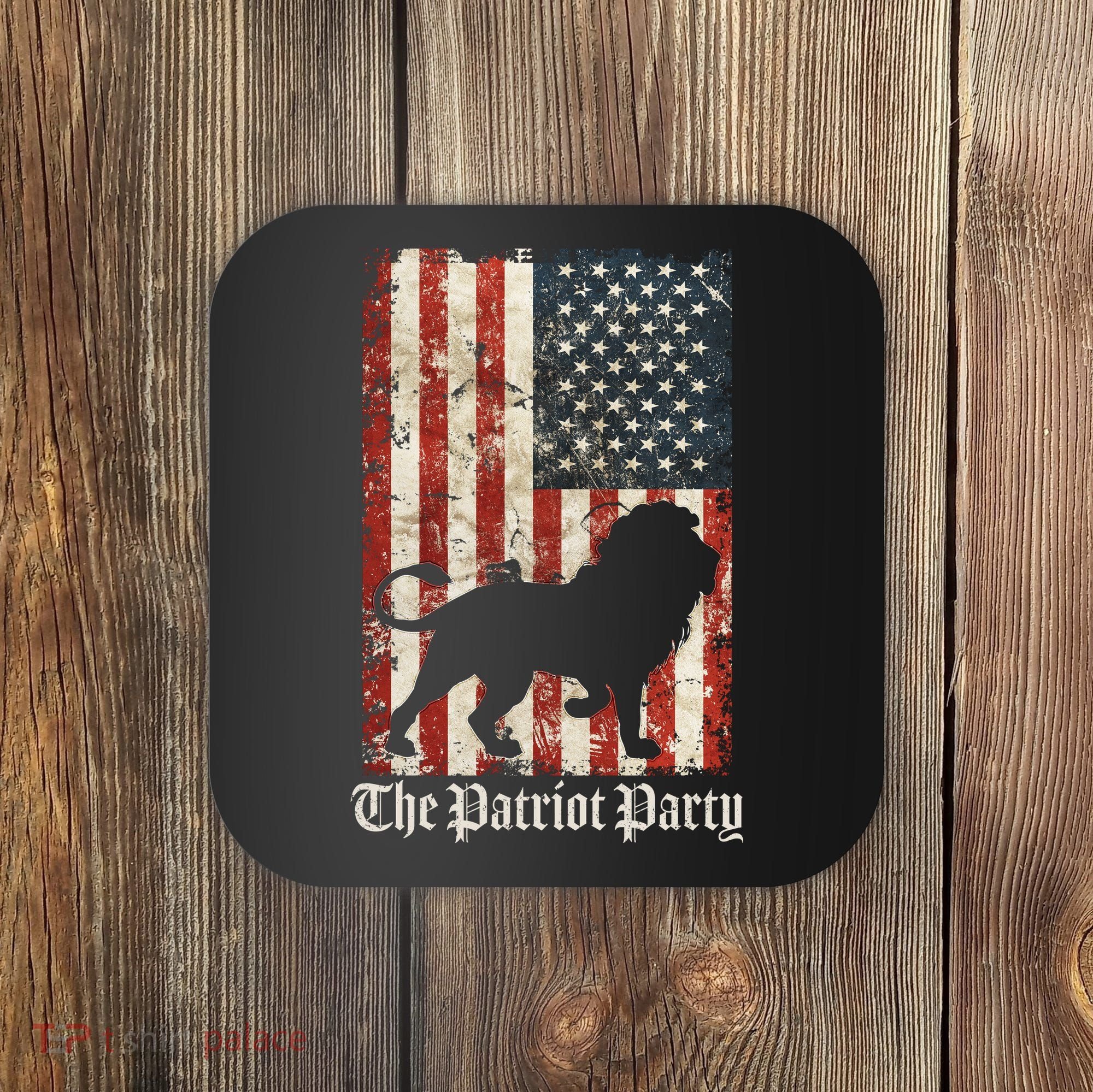 The Patriot Party Lion Distressed Flag Coaster