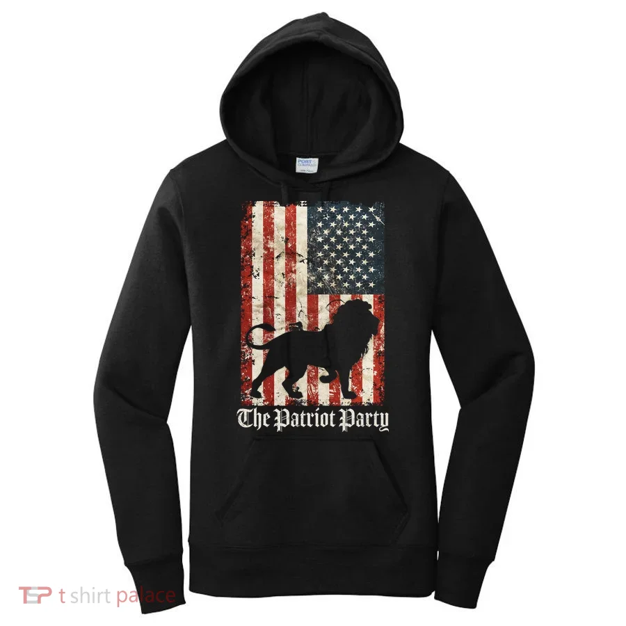 The Patriot Party Lion Distressed Flag Women's Hoodie