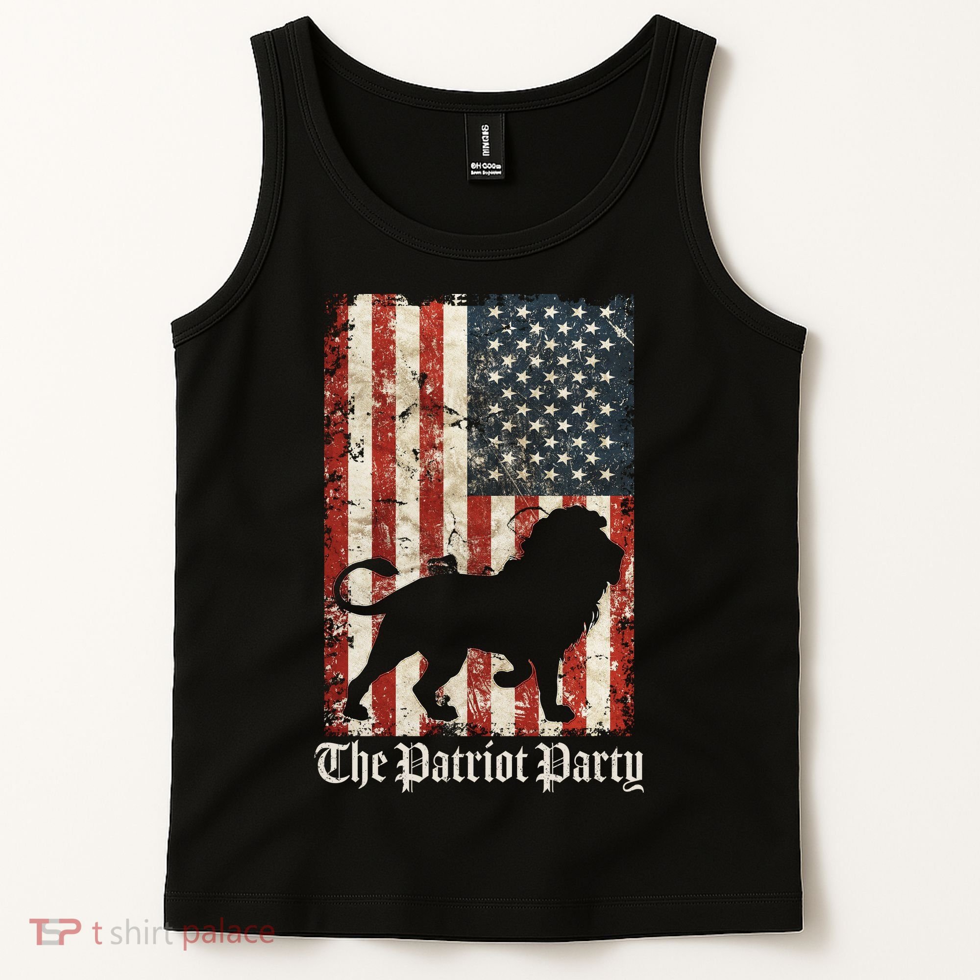 The Patriot Party Lion Distressed Flag Tank Top