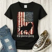 The Patriot Party Lion Distressed Flag Women's T-Shirt thumb 3