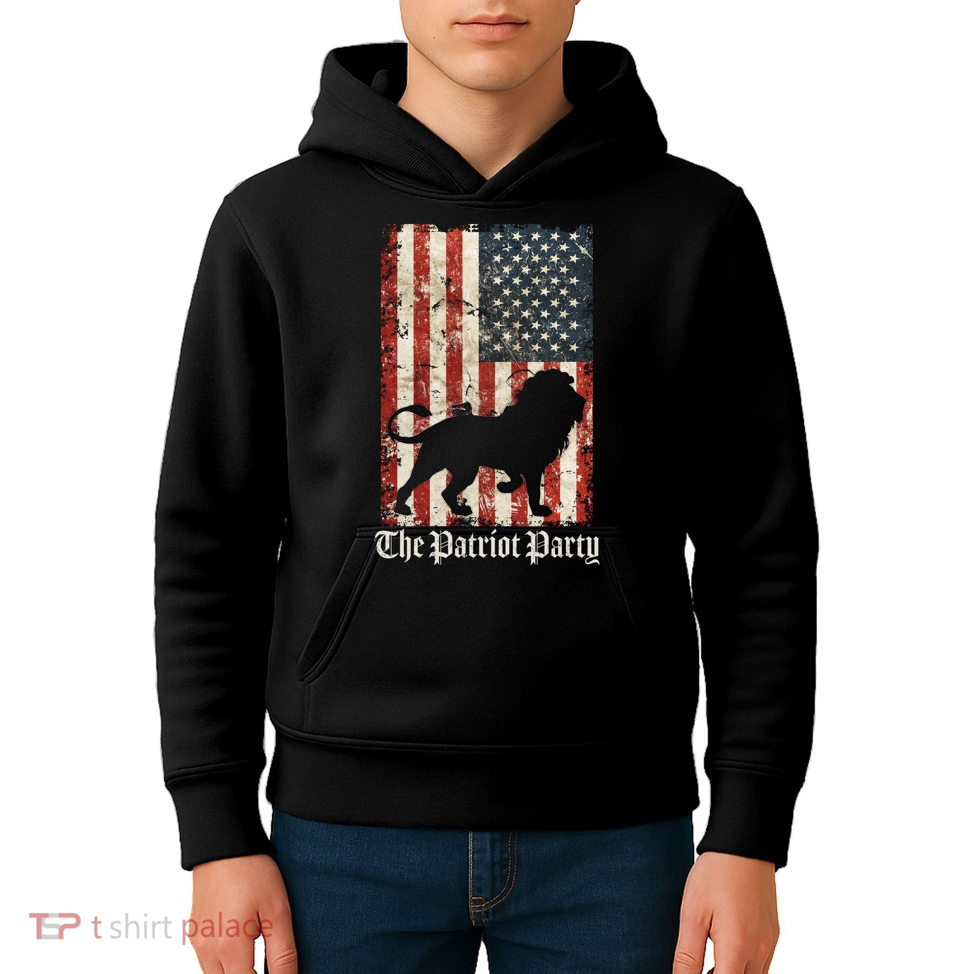 The Patriot Party Lion Distressed Flag Kids Hoodie