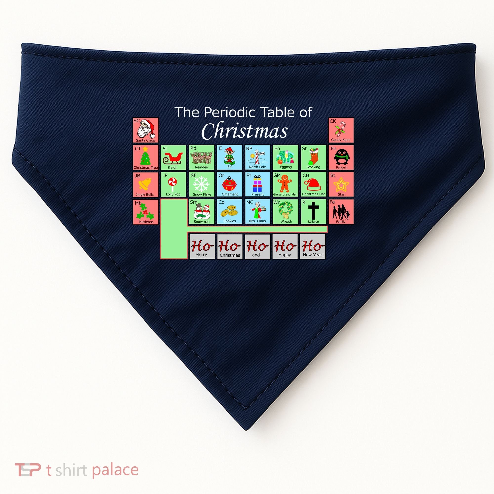 The Periodic Table Of Christmas Elements USA-Made Doggie Bandana