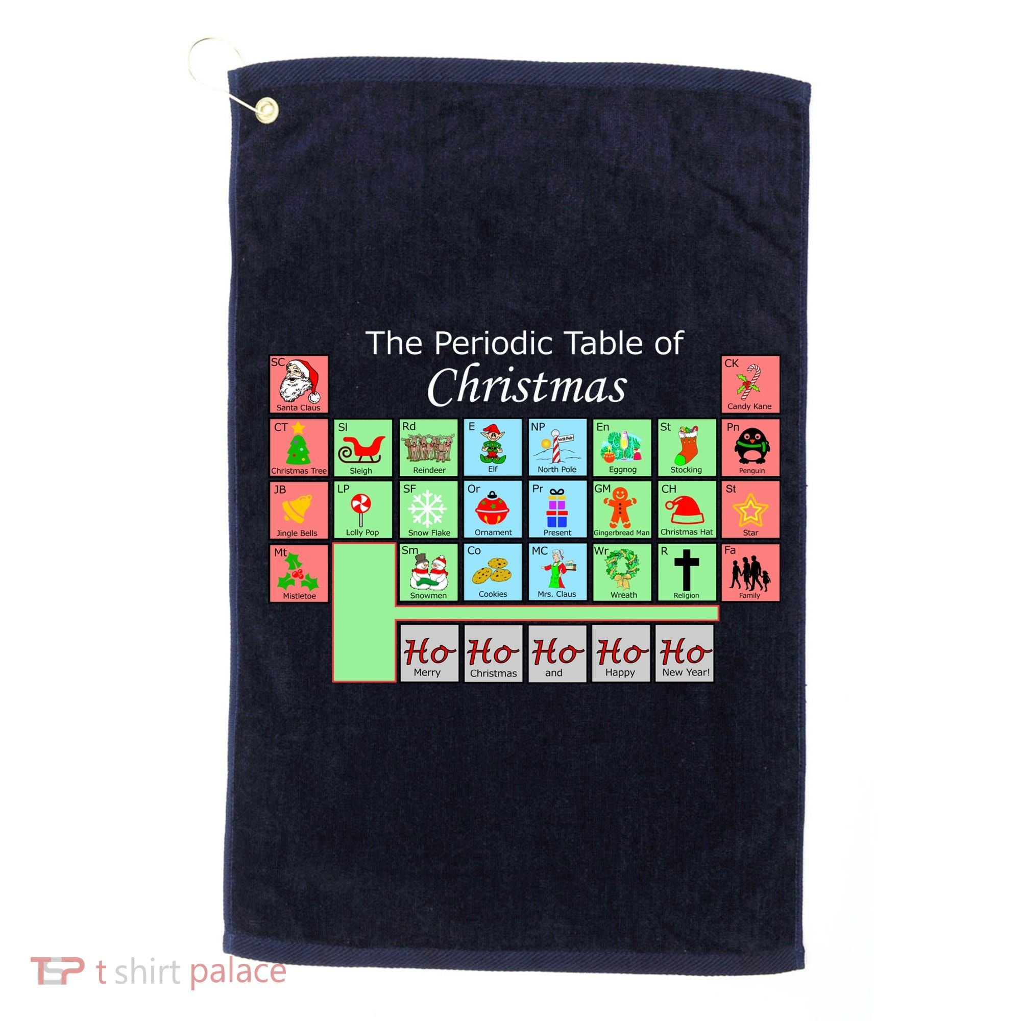 The Periodic Table Of Christmas Elements Golf Towel