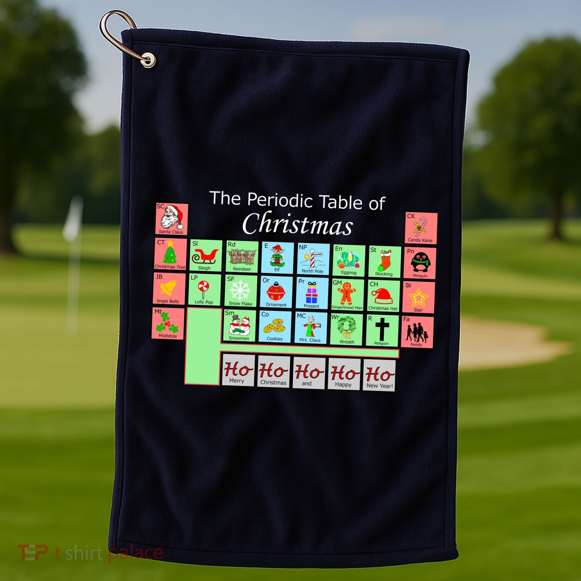 The Periodic Table Of Christmas Elements Golf Towel