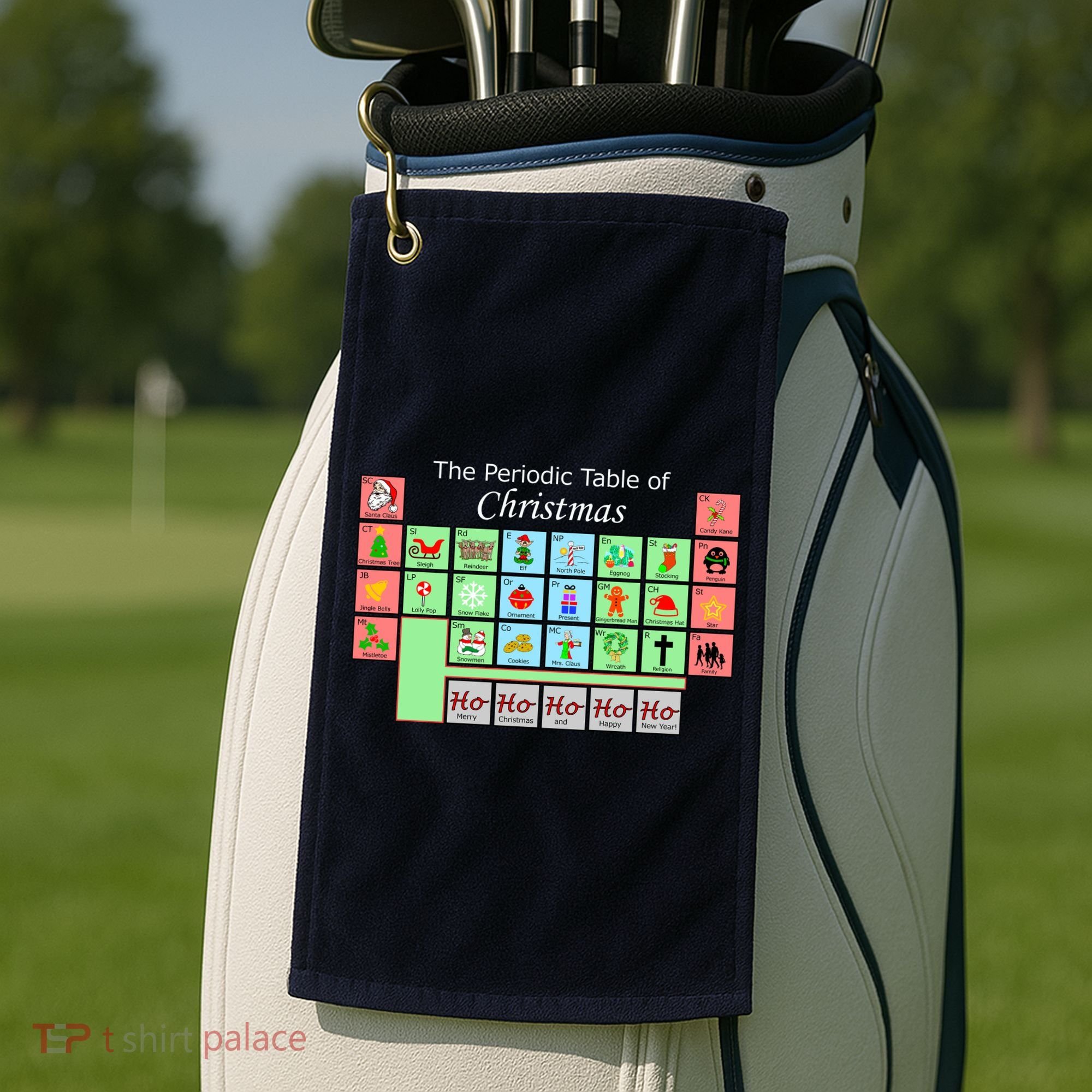 The Periodic Table Of Christmas Elements Golf Towel