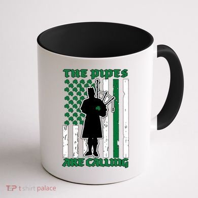 The Piped Are Call St Pattys Day Irish Flag Coffee Mug back