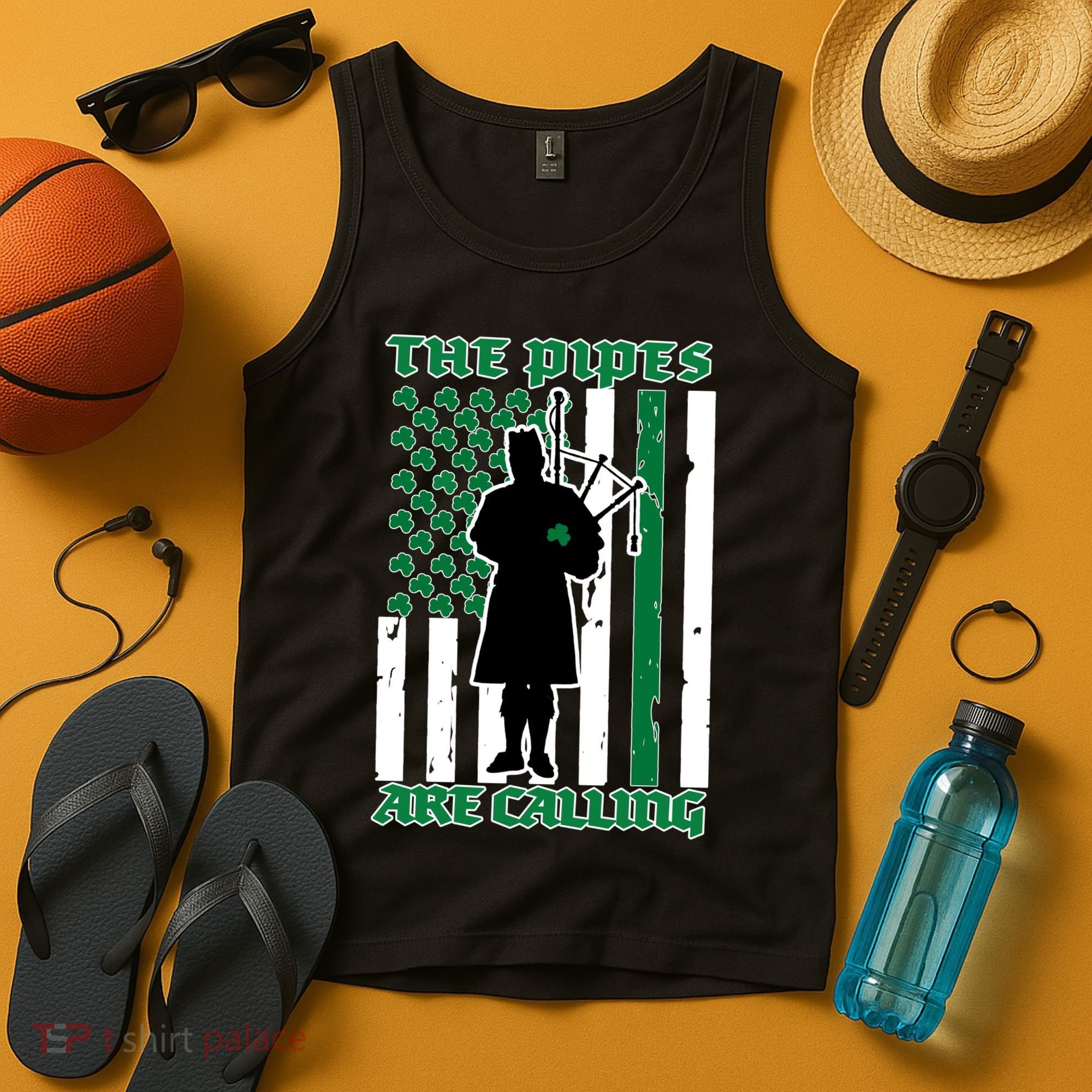 The Piped Are Call St Pattys Day Irish Flag Tank Top