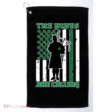 The Piped Are Call St Pattys Day Irish Flag Golf Towel