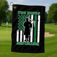 The Piped Are Call St Pattys Day Irish Flag Golf Towel thumb 1
