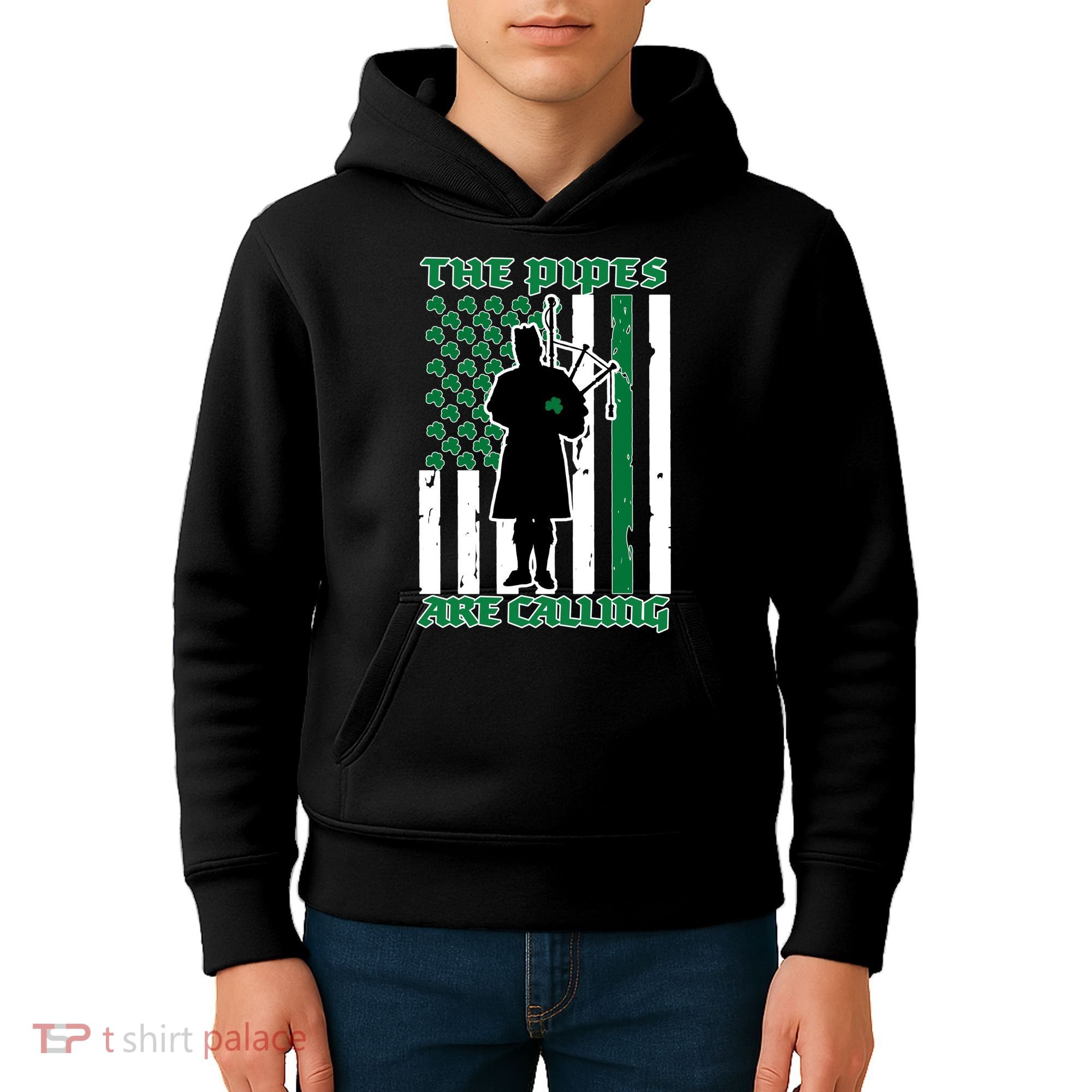 The Piped Are Call St Pattys Day Irish Flag Kids Hoodie